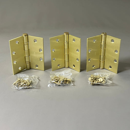 SGS Heavy Duty Commercial Grade Hinge 3-PACK 4.5" x 4.5" Satin Brass BB1000 (new)