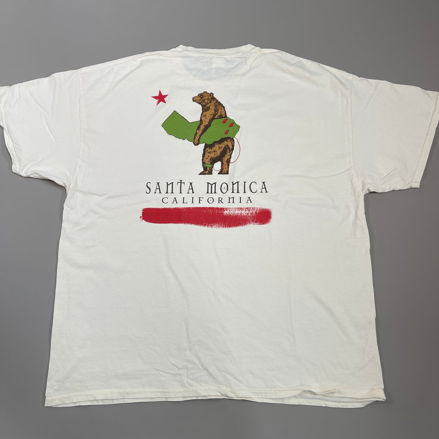 SANTA MONICA CALIFORNIA Surf Bear T-Shirt Unisex Sz 2XL Cream (New)