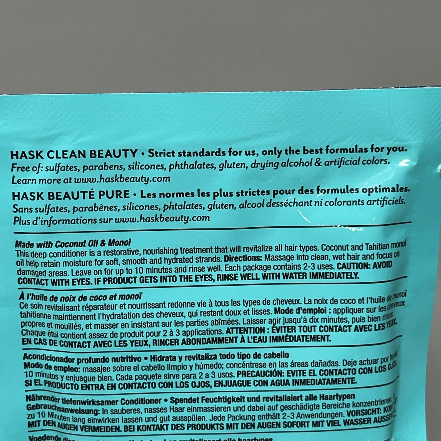 ZA@ HASK Coconut Oil Monoi Deep Conditioner (Set of 12) Packette 1.75 oz 33308K(NEW)
