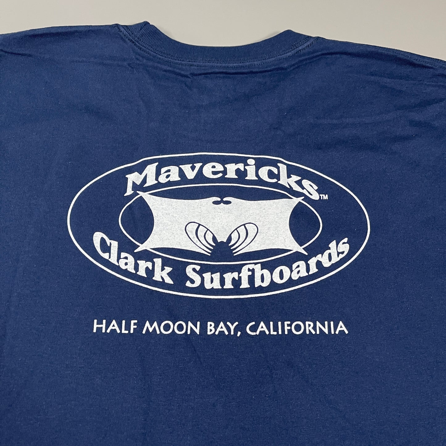 MAVERICKS CLARK SURFBOARDS T-Shirt Men's Sz 2XL Navy Blue Hanes Tagless (New)