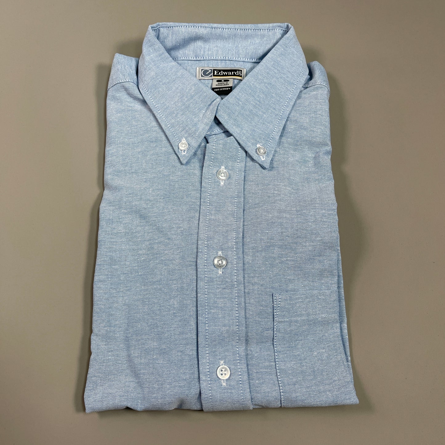 EDWARDS Tuff Tested Short Sleeve Button Up Oxford Shirt Men's Top Sz S Blue (New)