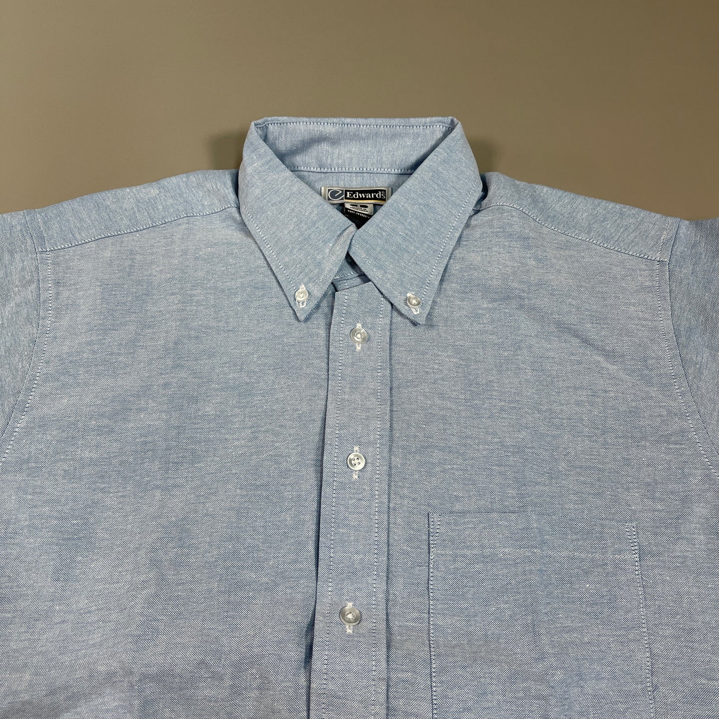 EDWARDS Tuff Tested Short Sleeve Button Up Oxford Shirt Men's Top Sz S Blue (New)