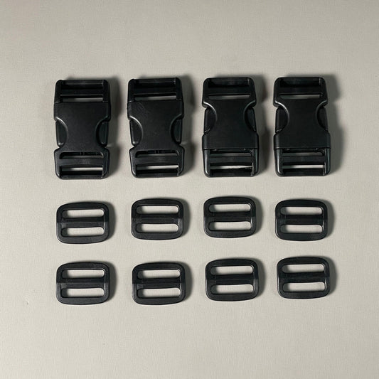LASIGHT Buckles for 1" Straps (Backpack) Quick Side Release 4-PACK w/ Tri-Glide Slide Clips