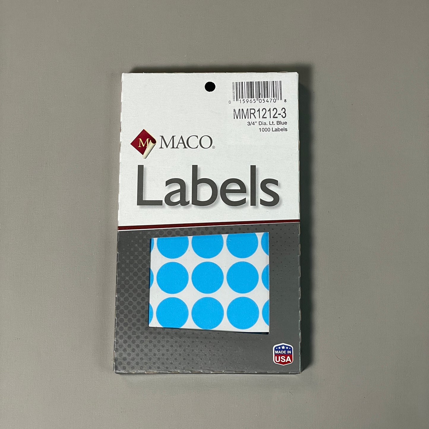 MACO Round LIGHT BLUE Color-Coding Labels 3/4” Dia. 1000 Labels MR1212-3