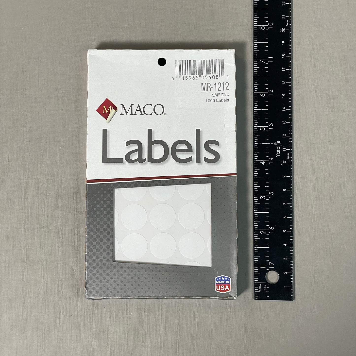 MACO Round WHITE Color-Coding Labels / Dots 3/4” Dia. 1000 Labels MR-1212