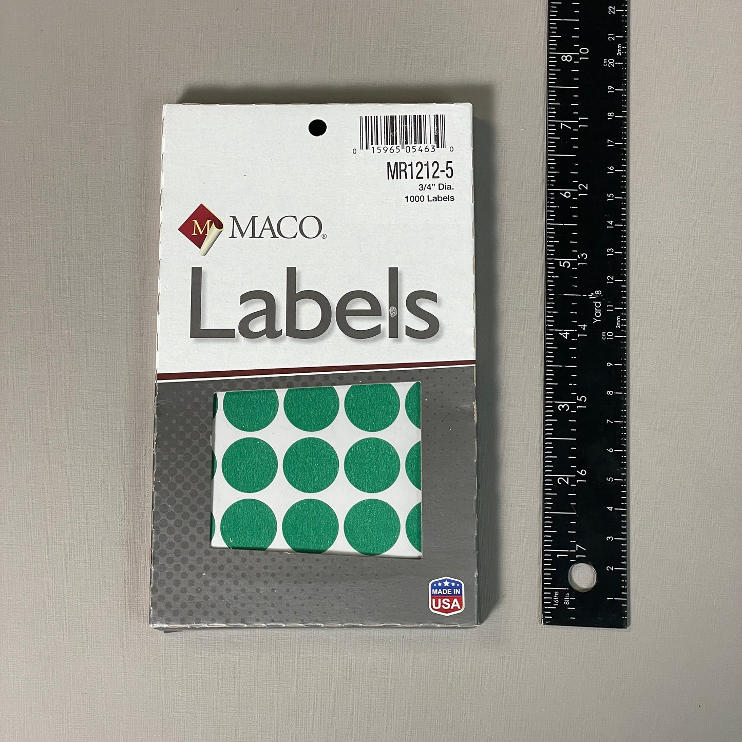 MACO Round GREEN Color-Coding Labels 3/4” Dia. 1000 Labels MR1212-5