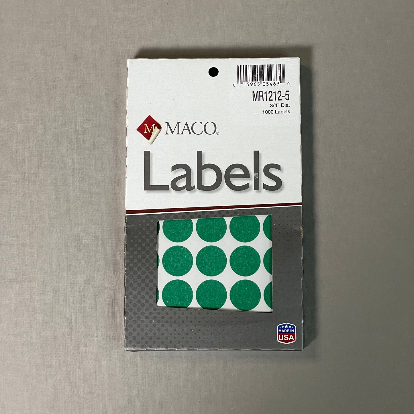 MACO Round GREEN Color-Coding Labels 3/4” Dia. 1000 Labels MR1212-5