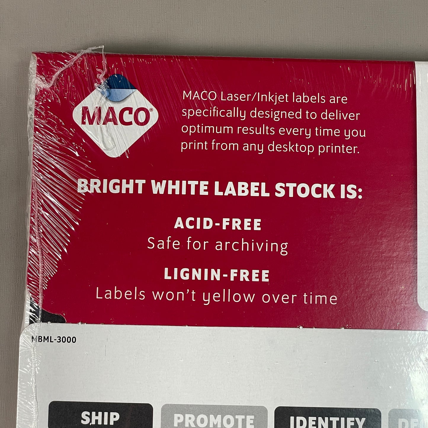 MACO Laser / Ink Jet White Address Labels, 1” x 2-5/8” 3000 Labels (100 Sheets) ML-3000