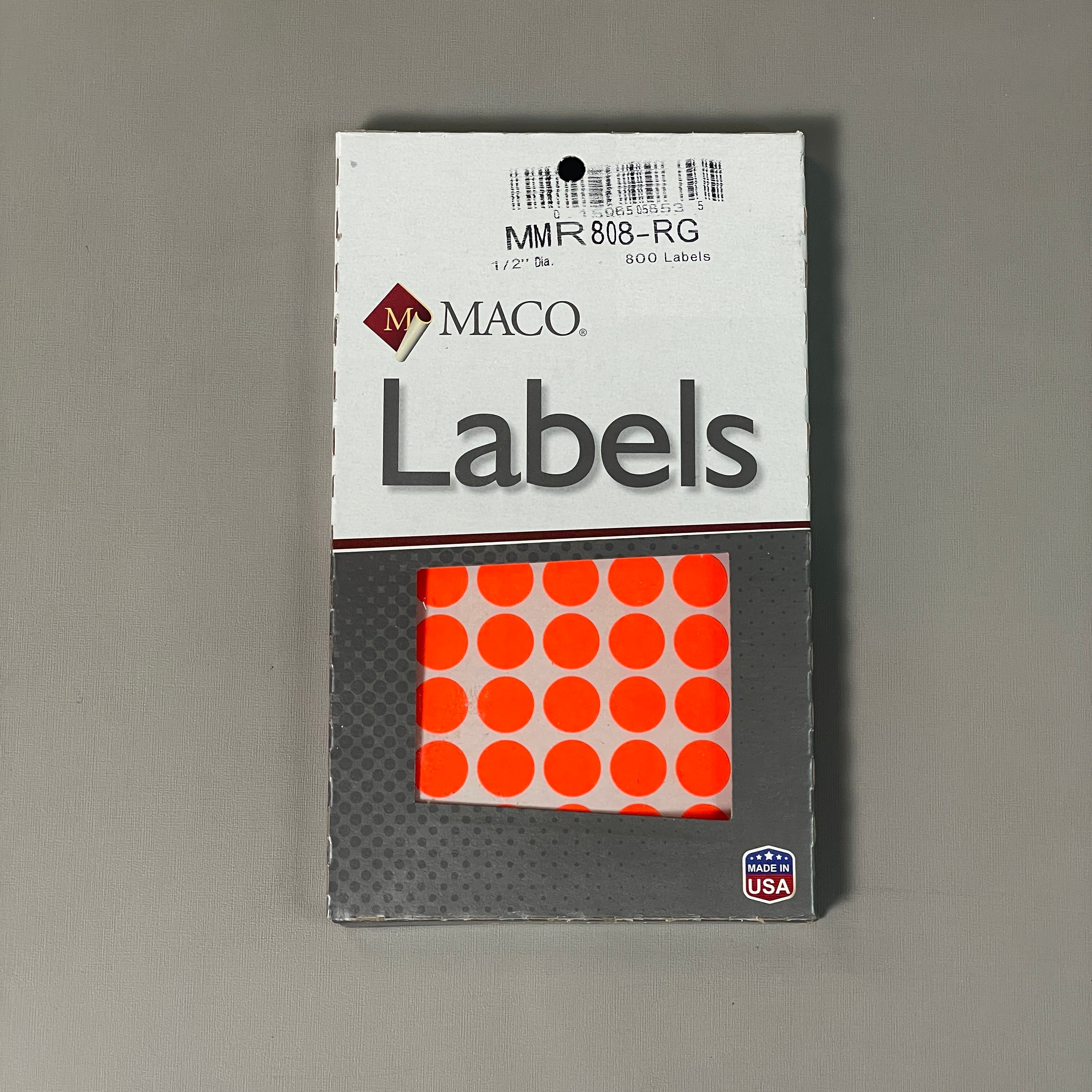 MACO Round RED GLOW Color-Coding Labels 1/2
