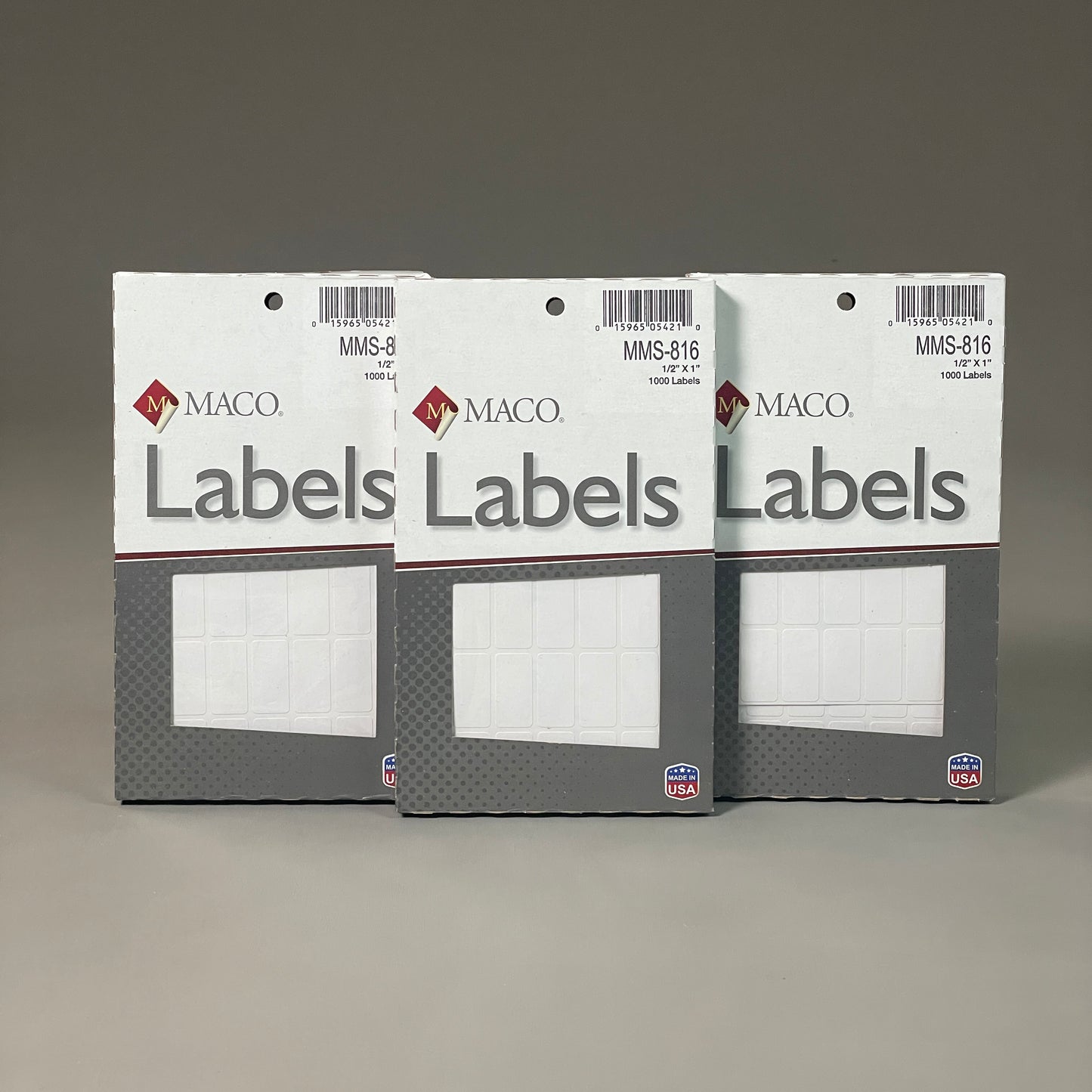MACO White Rectangular Labels, 1/2" x 1" 3-PACK x 1000 Labels (3000 Labels) MS-816