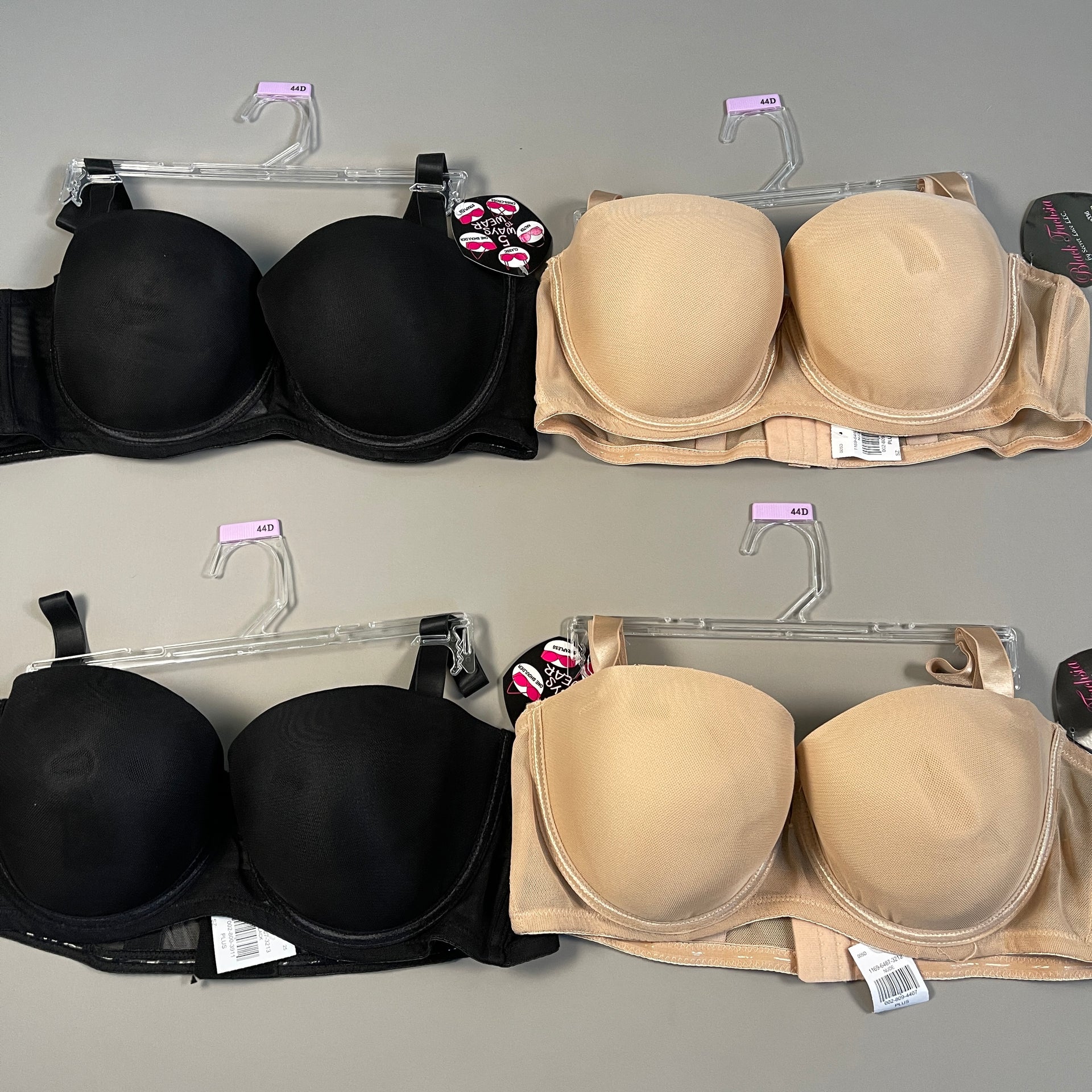 BLACK FUCHSIA By Secret Lace Bra Set Of 4 Size 44D Plus Black and Nude –  PayWut