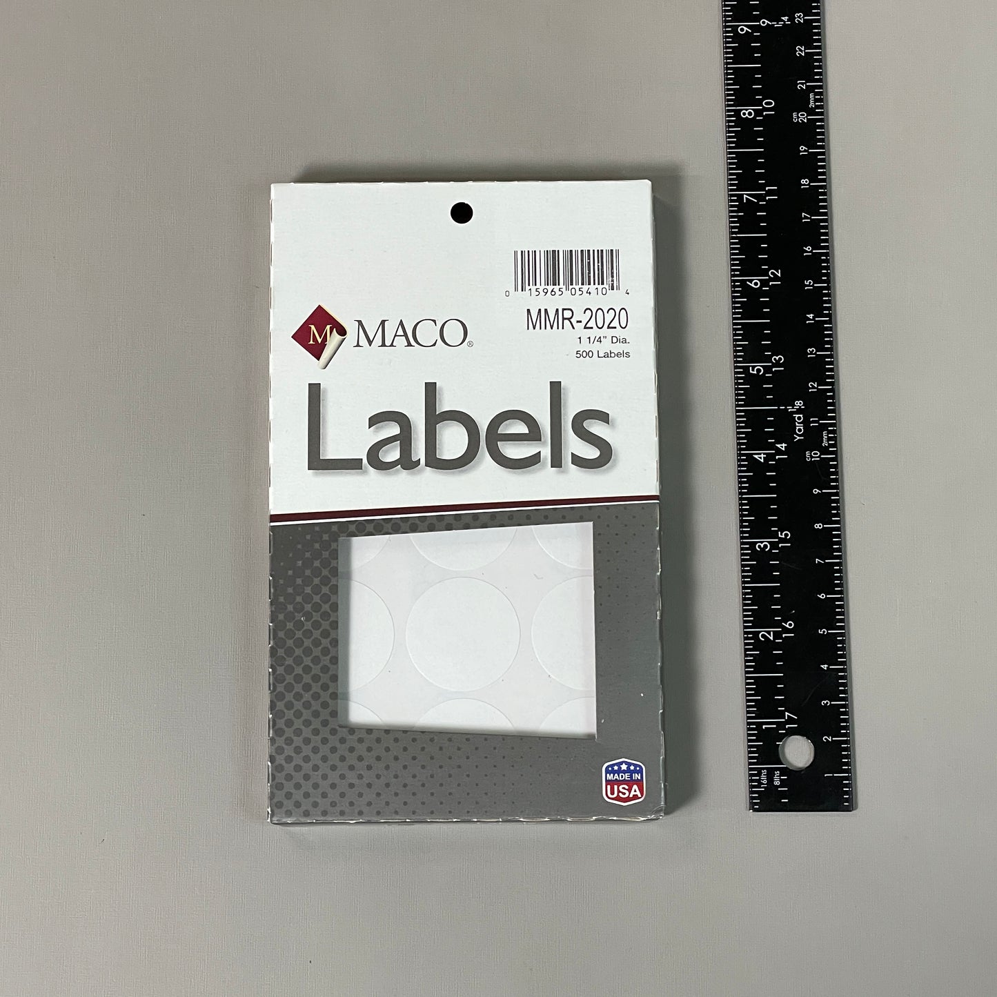 MACO Round WHITE Color-Coding Labels 1-1/4” Dia. 500 Labels MR-2020