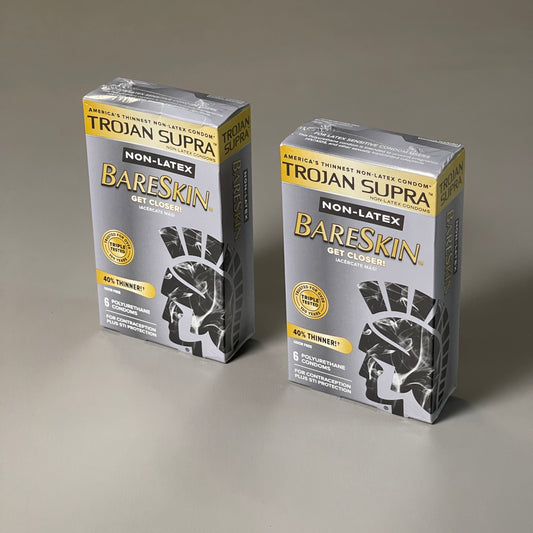 TROJAN Bare Skin Supa Thin Non-Latex Polyurethane Condoms 2-PACK (12 Total) 20013287 (New)