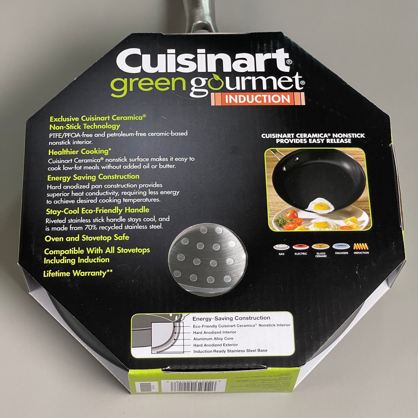 CUISINART Green Gourmet 8" Skillet Ceramica Non-Stick Induction Eco GGI22-20 (New)