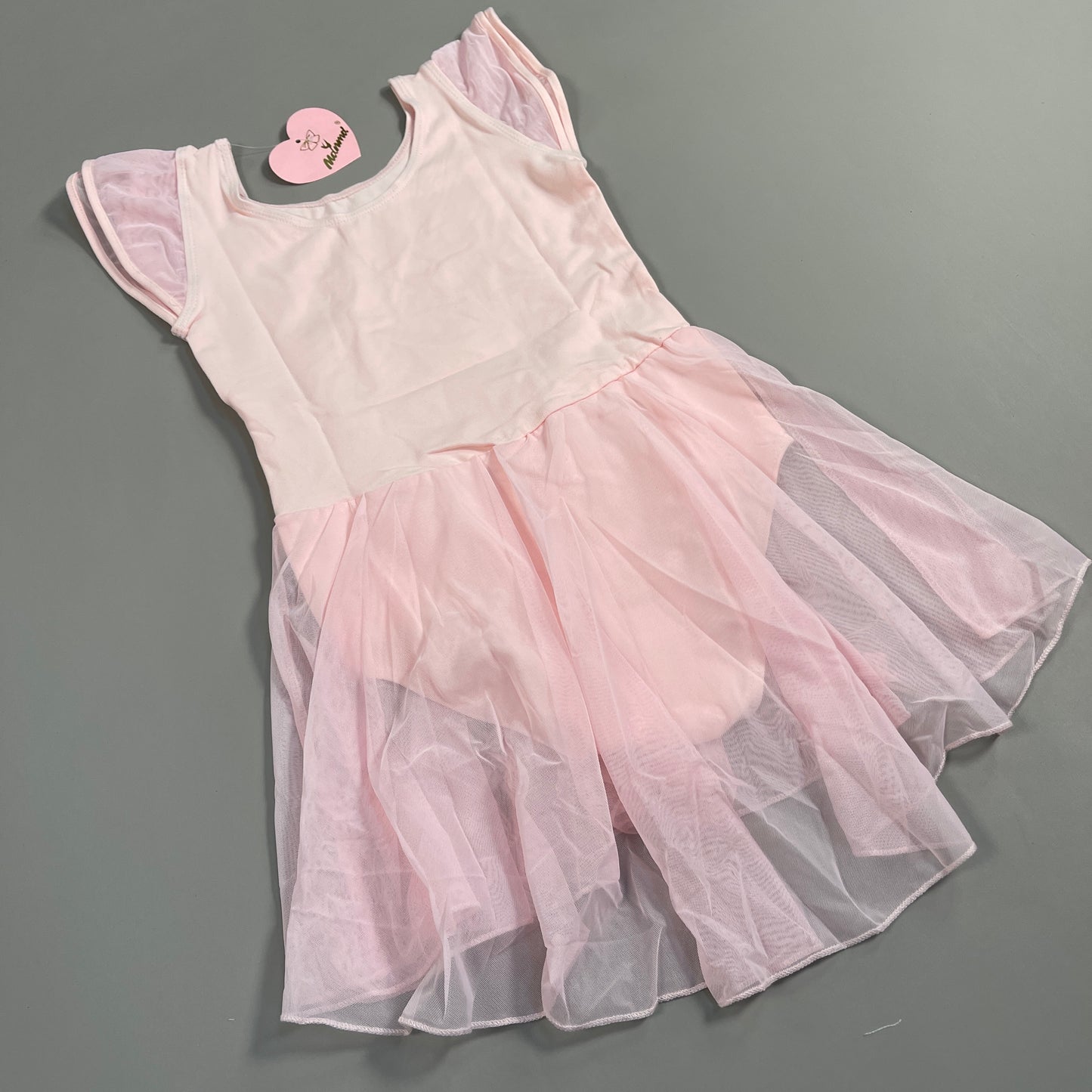 MDNMD Toddler Girls Ballet, Dance, Gymnastic, Leotard Flutter Sleeve Outfit With Skirt Sz 10 Pink (New)