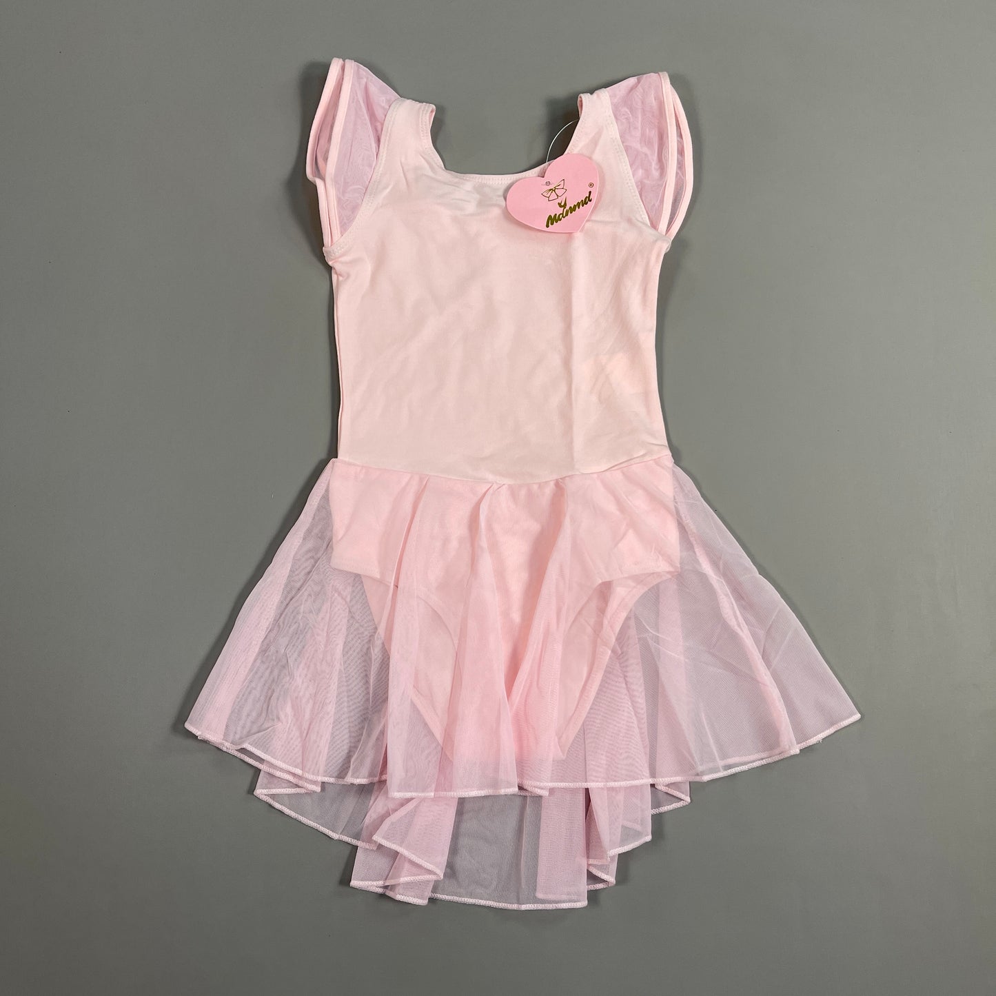 MDNMD Toddler Girls Ballet, Dance, Gymnastic, Leotard Flutter Sleeve Outfit With Skirt Sz 5 Pink (New)