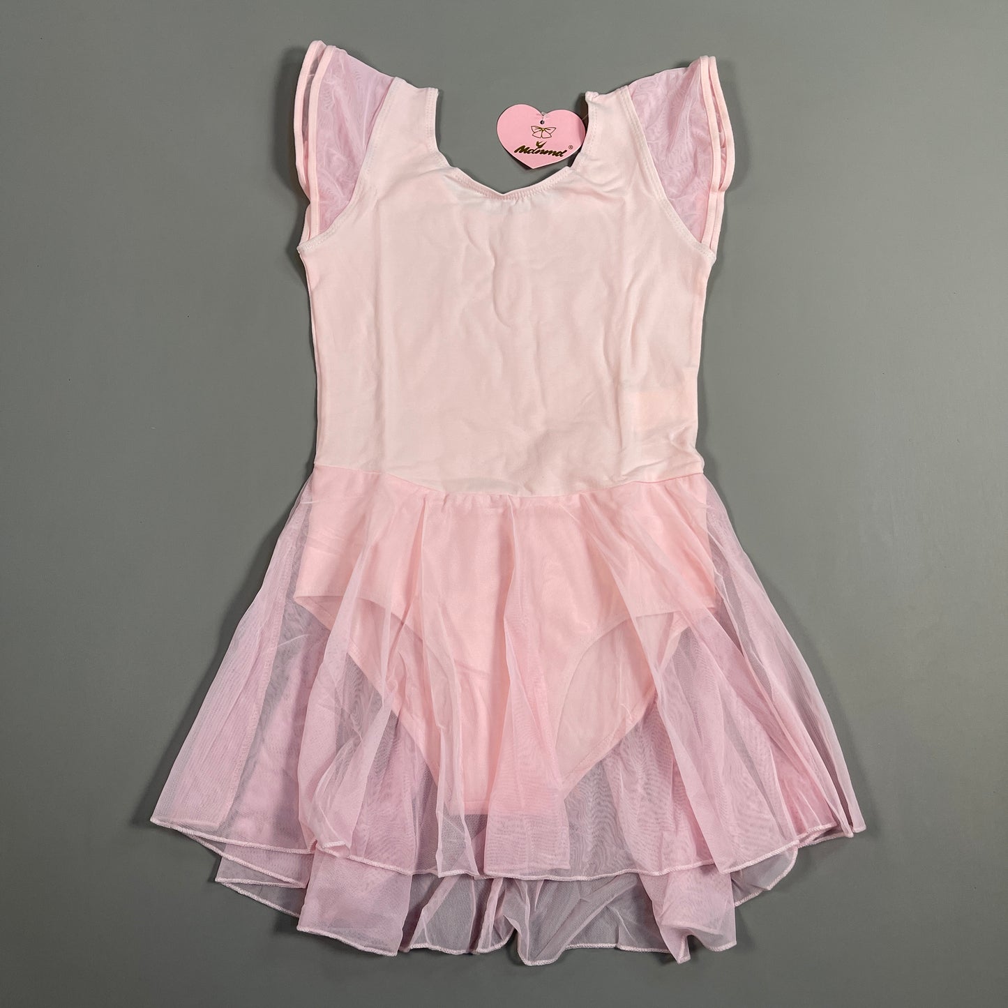 MDNMD Toddler Girls Ballet, Dance, Gymnastic, Leotard Flutter Sleeve Outfit With Skirt Sz 10 Pink (New)