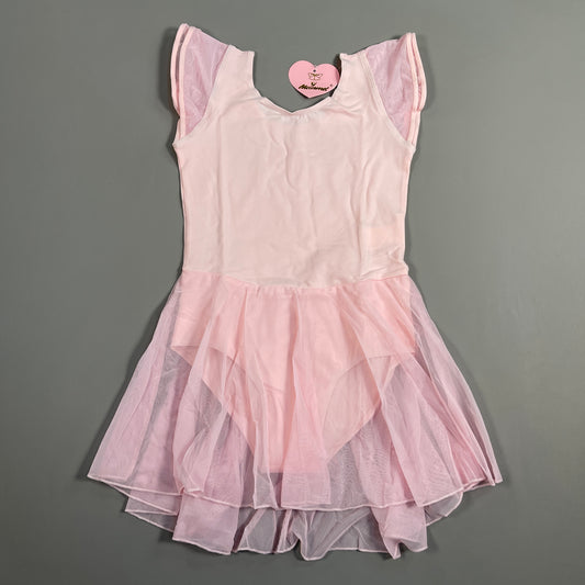 MDNMD Toddler Girls Ballet, Dance, Gymnastic, Leotard Flutter Sleeve Outfit With Skirt Sz 10 Pink (New)140