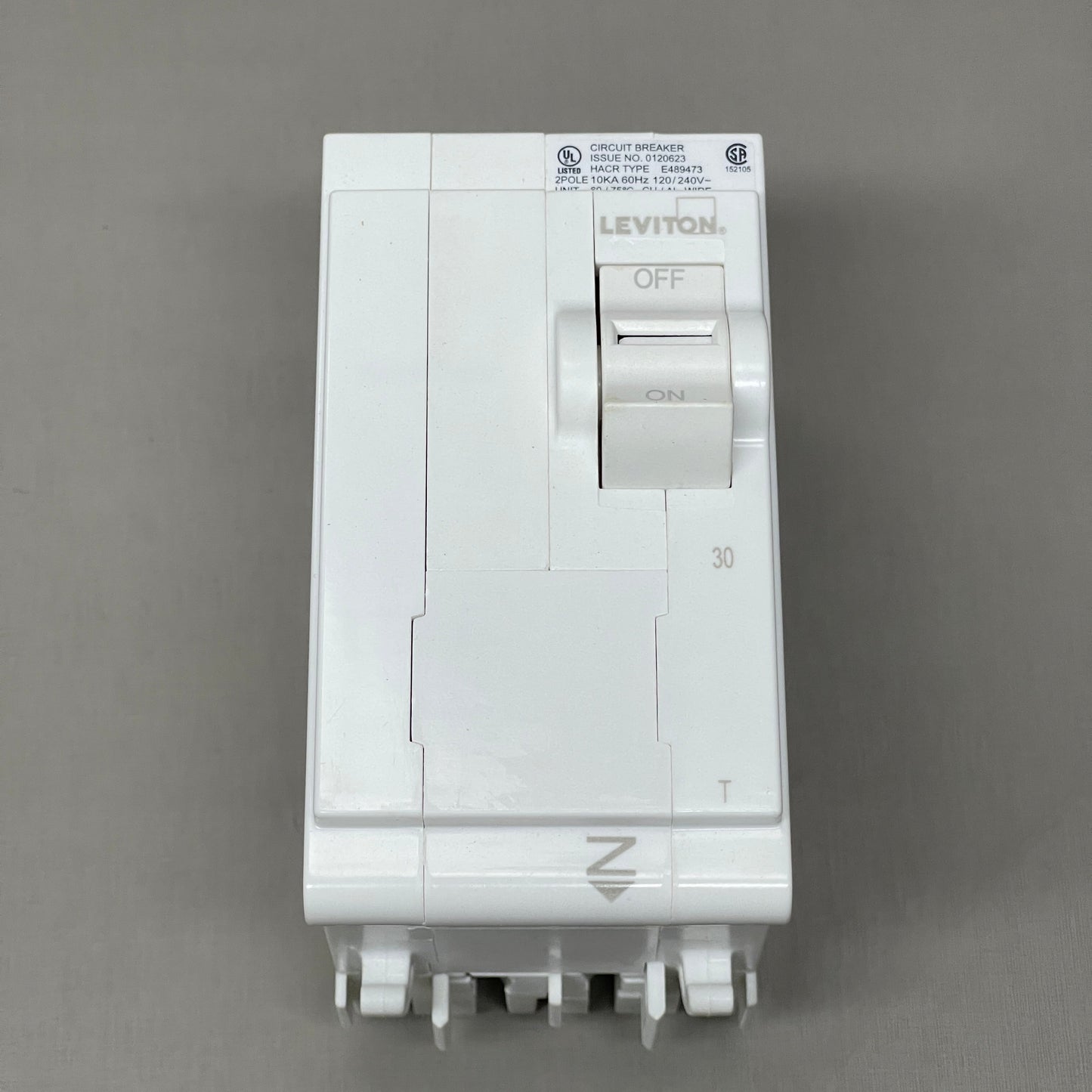 LEVITON 30A 2-Pole Plug-In Circuit Breaker 120/240V White 200-LB230-T (New)