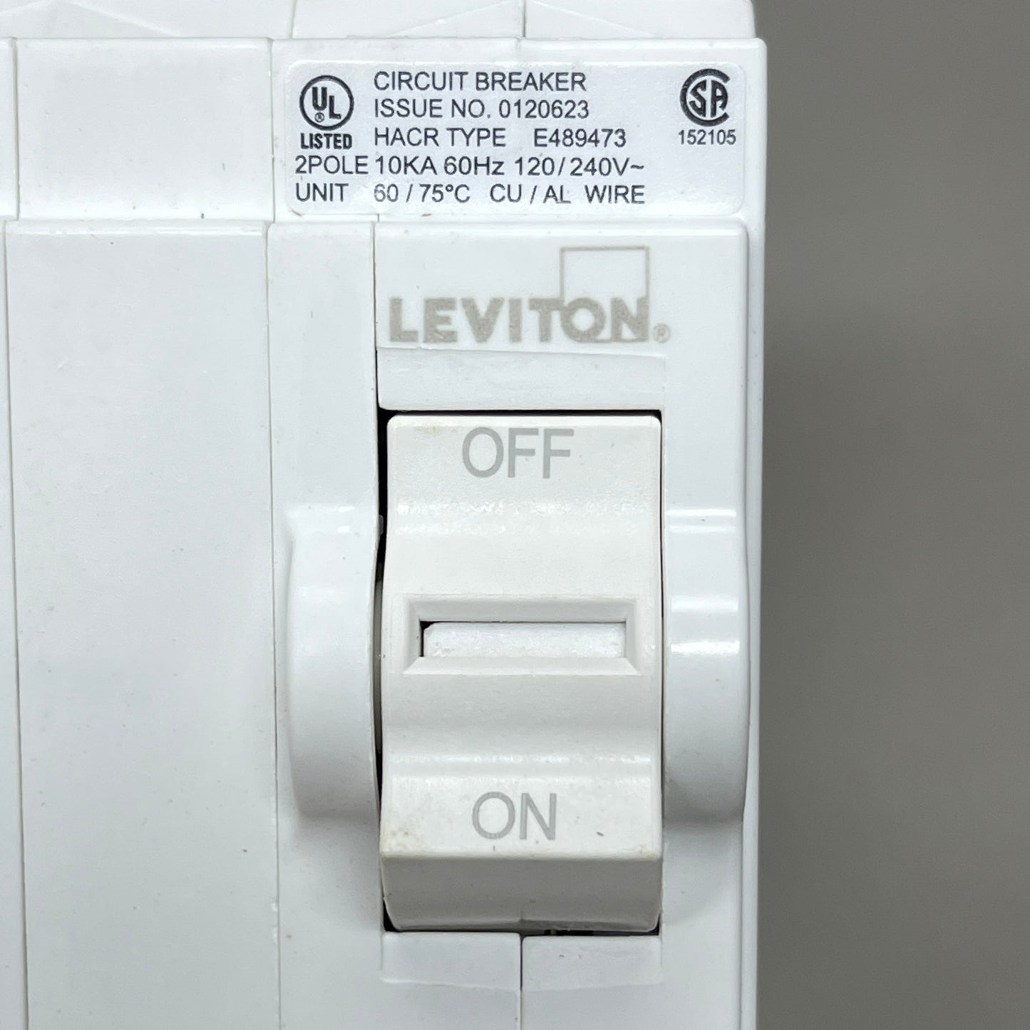 LEVITON 30A 2-Pole Plug-In Circuit Breaker 120/240V White 200-LB230-T (New)