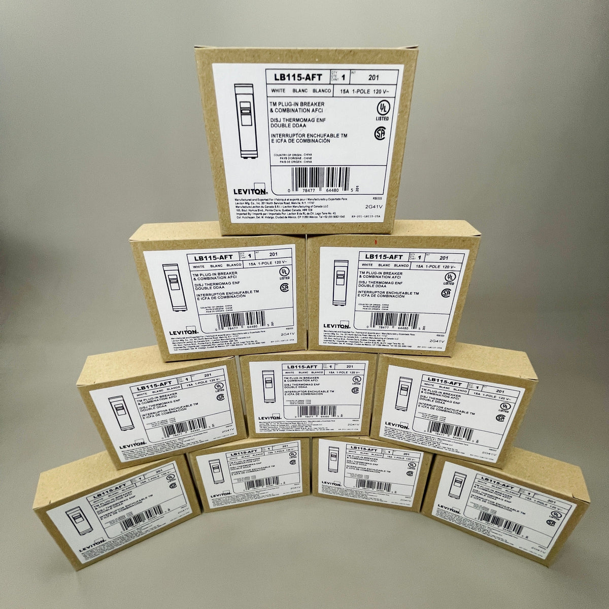 LEVITON 15A 1-Pole Plug-In Circuit Breaker & AFCI White 201-LB115-AFT (New)