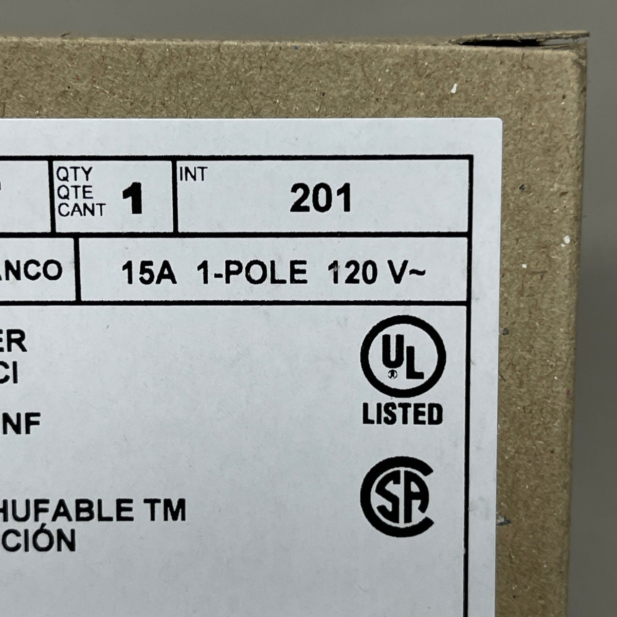 LEVITON 15A 1-Pole Plug-In Circuit Breaker & AFCI White 201-LB115-AFT (New)