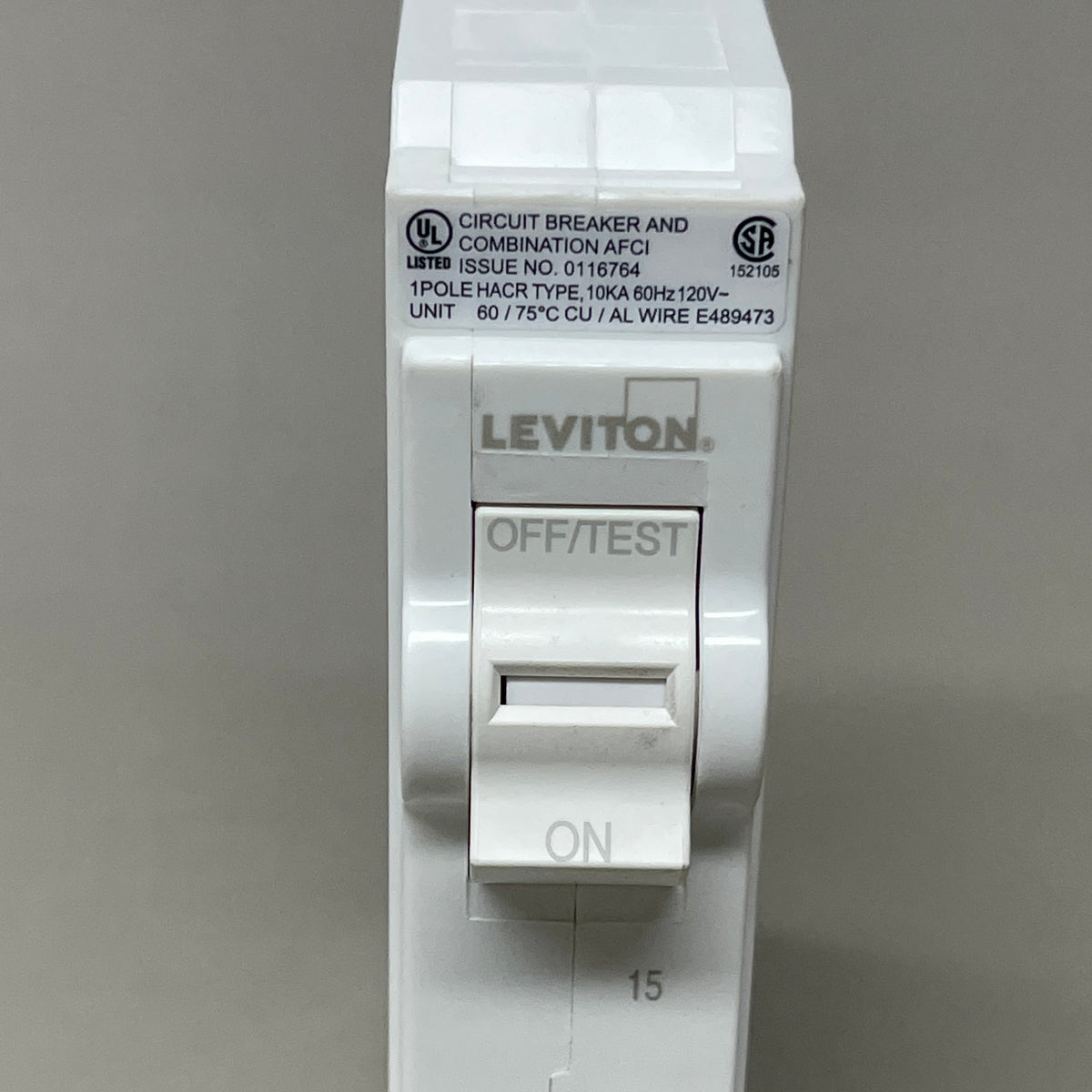 LEVITON 15A 1-Pole Plug-In Circuit Breaker & AFCI White 201-LB115-AFT (New)