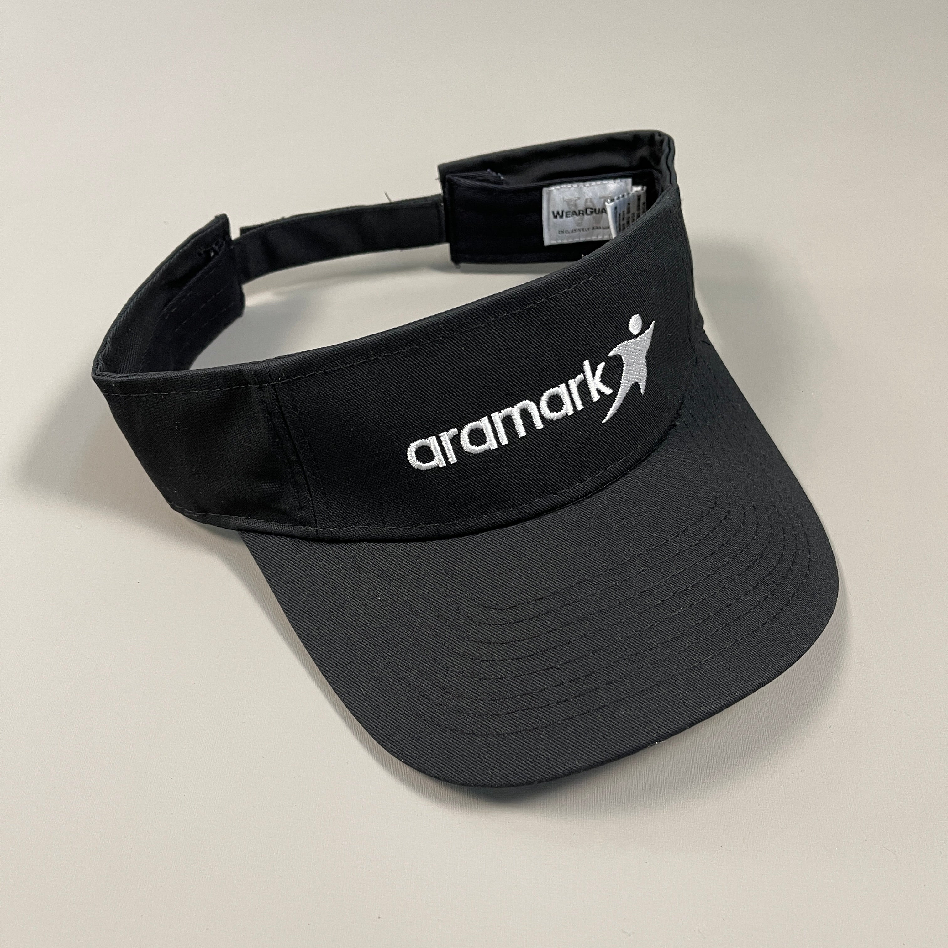 ARAMARK Visor Cap Adjustable Hat (Wearguard) w/ Embroidered Logo Black ...