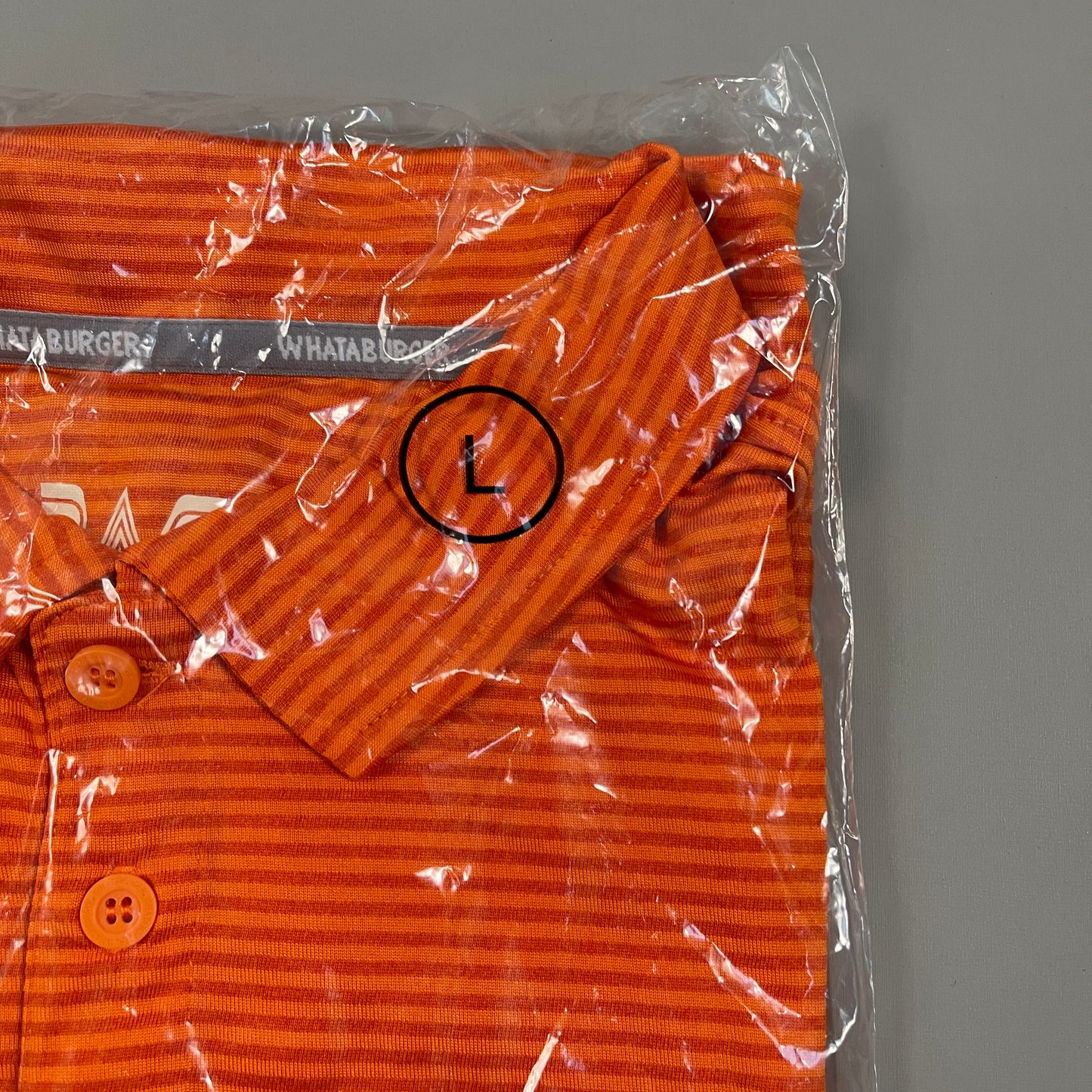 WHATABURGER Uniform Crew Polo Stripe Shirt Unisex Sz L Orange 74062 (New  Other)