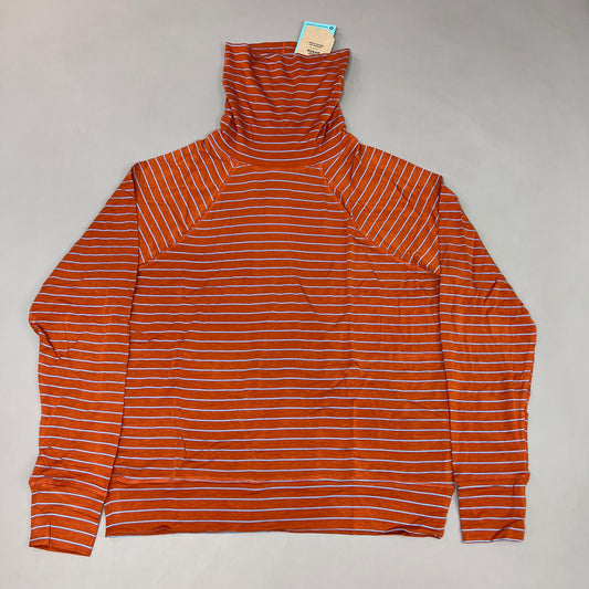 PRANA Sol Protect Turtleneck Women's Shirt Sz M Gingerbread Stripe 1962241 (New)