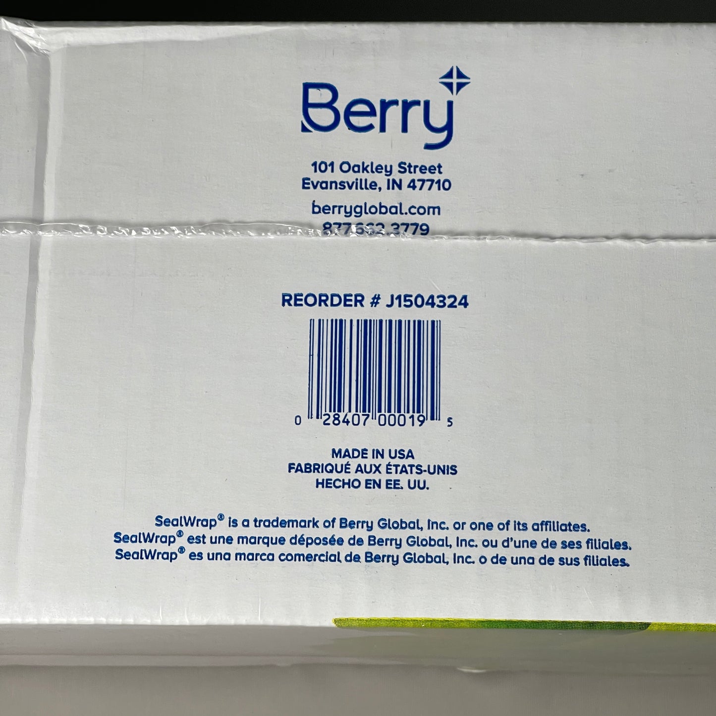 BERRY SEALWRAP Professional Grade Food Wrap Film 24" X 2000' w/ EZ-Cut Blade J1504324 (New)