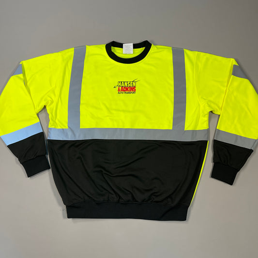 OCCUNOMIX Reflective Safety Sweatshirt Hansen & Adkin Auto Transport Men Sz 2XL Yellow/Black Bottom LUX-SSETPBK NEW