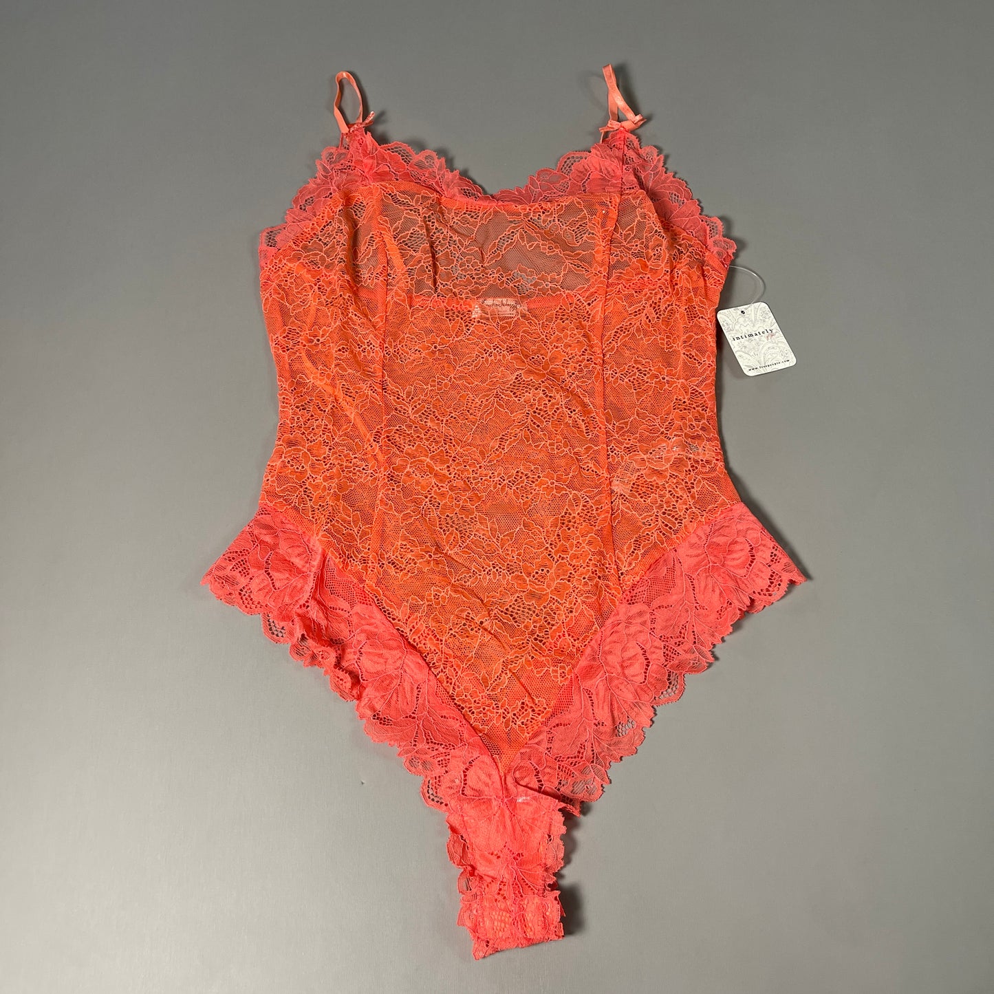 FREE PEOPLE Sheer One Touch Bodysuit Leotard Women's Sz S Watermelon Lace OB1457989 (New)