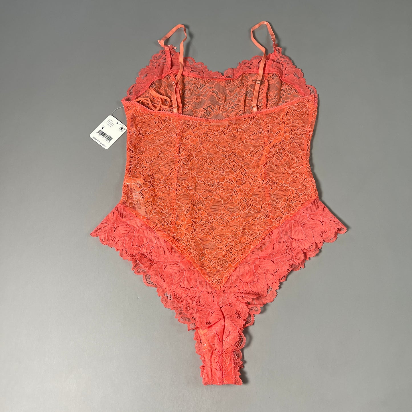 FREE PEOPLE Sheer One Touch Bodysuit Leotard Women's Sz S Watermelon Lace OB1457989 (New)