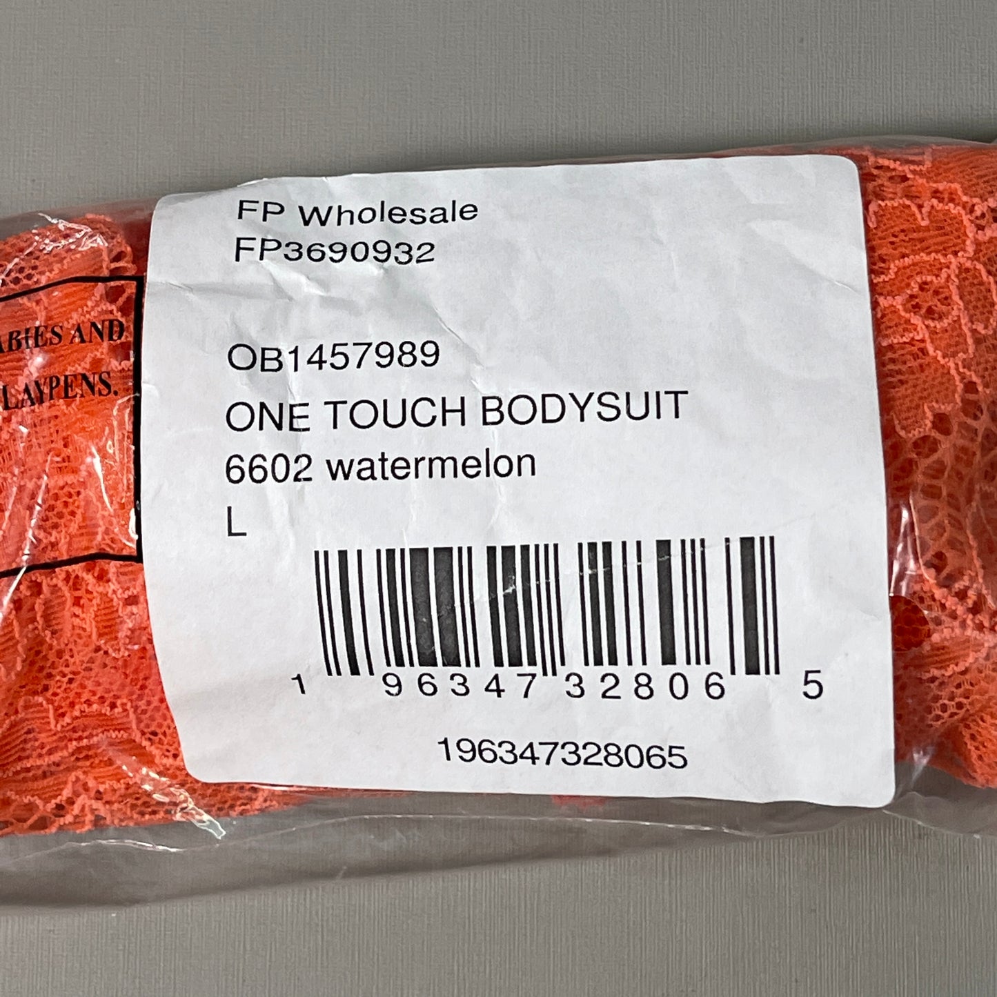 FREE PEOPLE Sheer One Touch Bodysuit Leotard Women's Sz L Watermelon Lace OB1457989 (New)