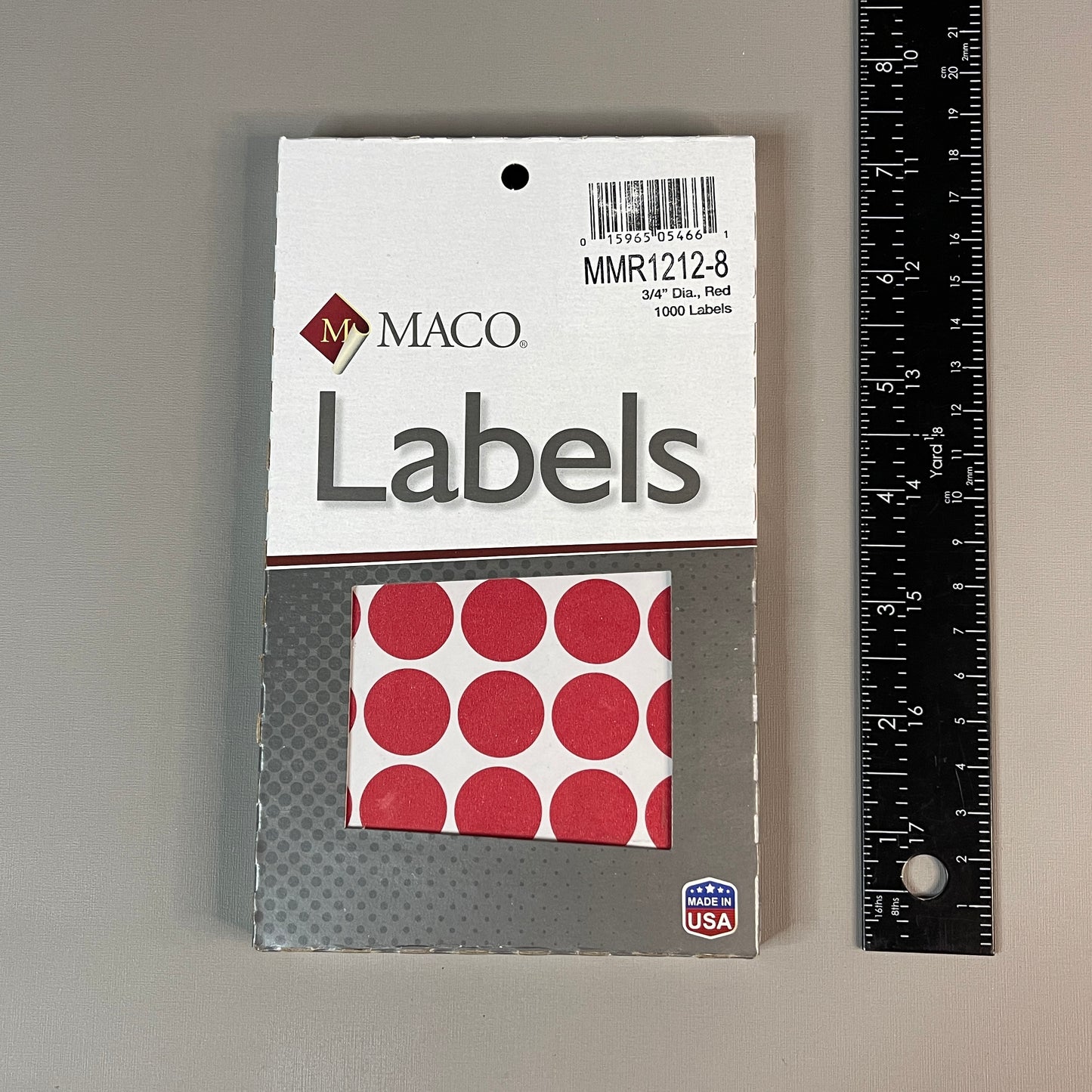 MACO Round RED Color-Coding Labels 3/4” Dia. 1000 Labels MR1212-8