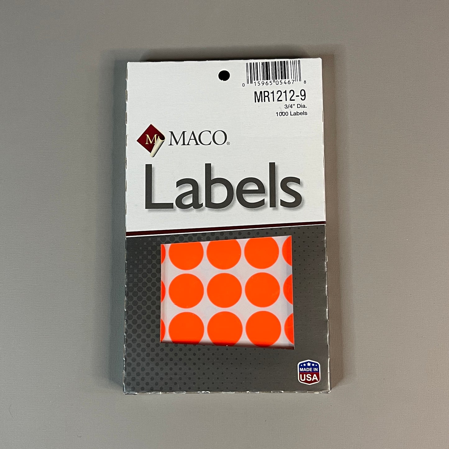 MACO Round RED GLOW Color-Coding Labels / Dots 3/4” Dia. 1000 Labels MR1212-9