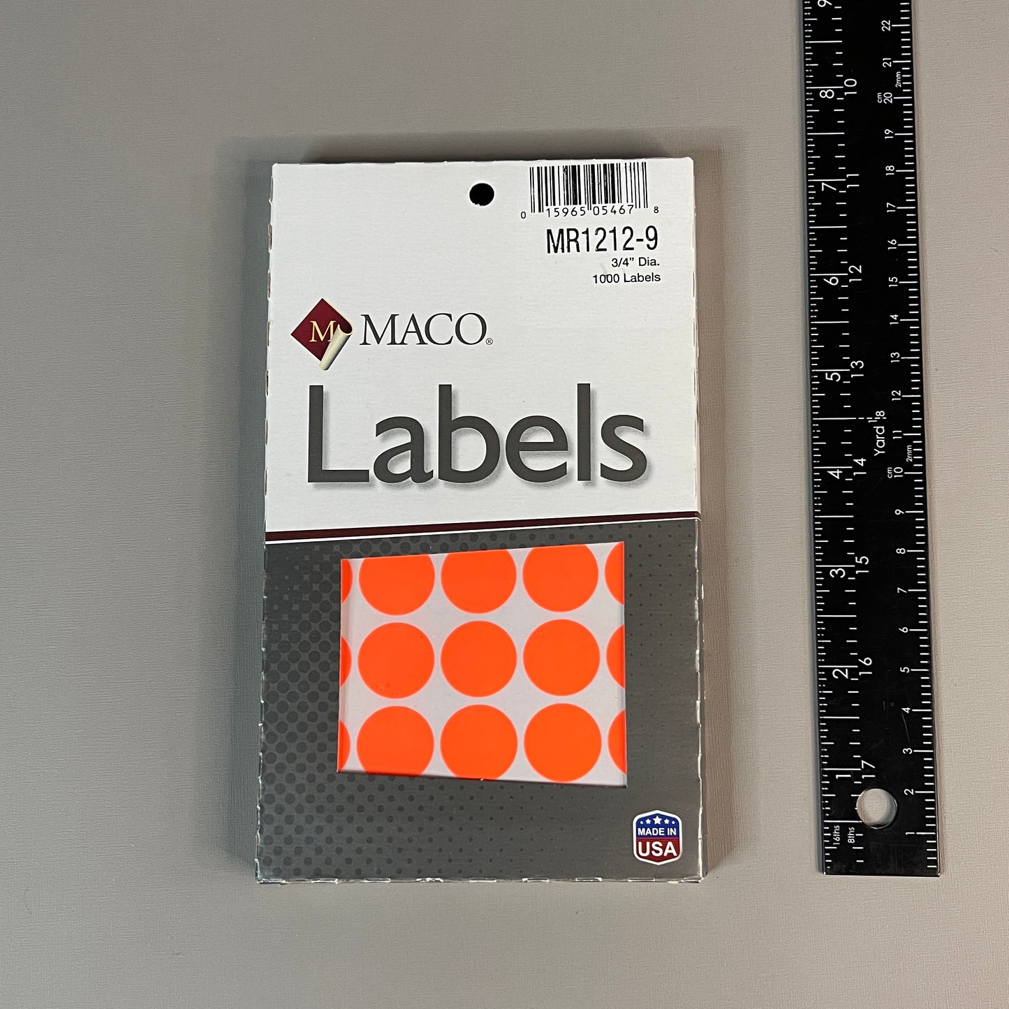 MACO Round RED GLOW Color-Coding Labels / Dots 3/4” Dia. 1000 Labels MR1212-9