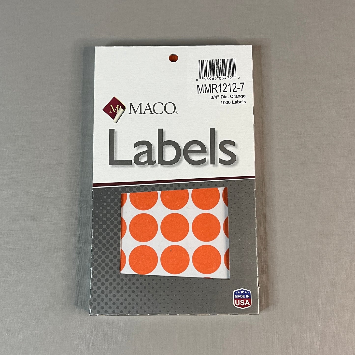 MACO Round ORANGE Color-Coding Labels 3/4” Dia. 1000 Labels MR1212-7