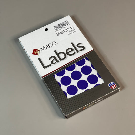 MACO Round PURPLE Dot Color-Coding Labels Dots 3/4” Dia. 1000 Labels MR1212-14