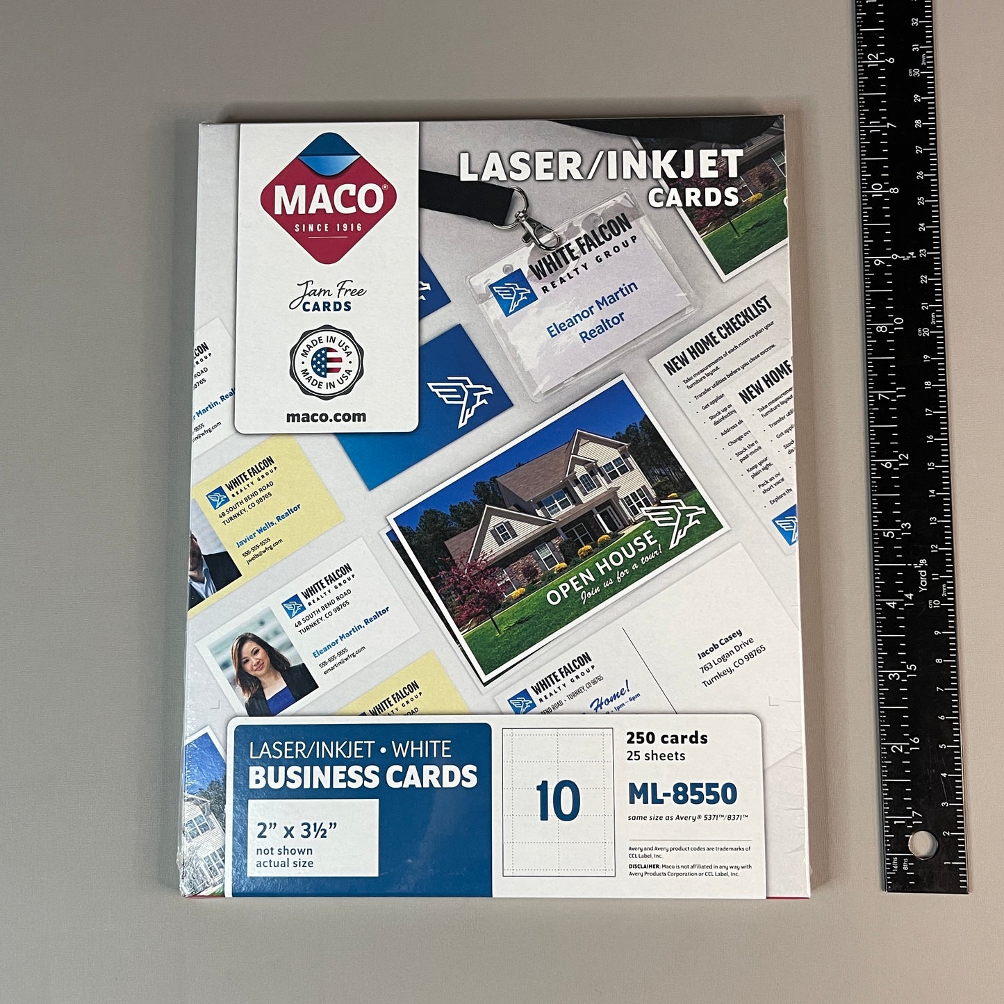 MACO Laser / Ink Jet Business Cards 2" x 3.5” 250 Labels (25 sheets) ML-8850