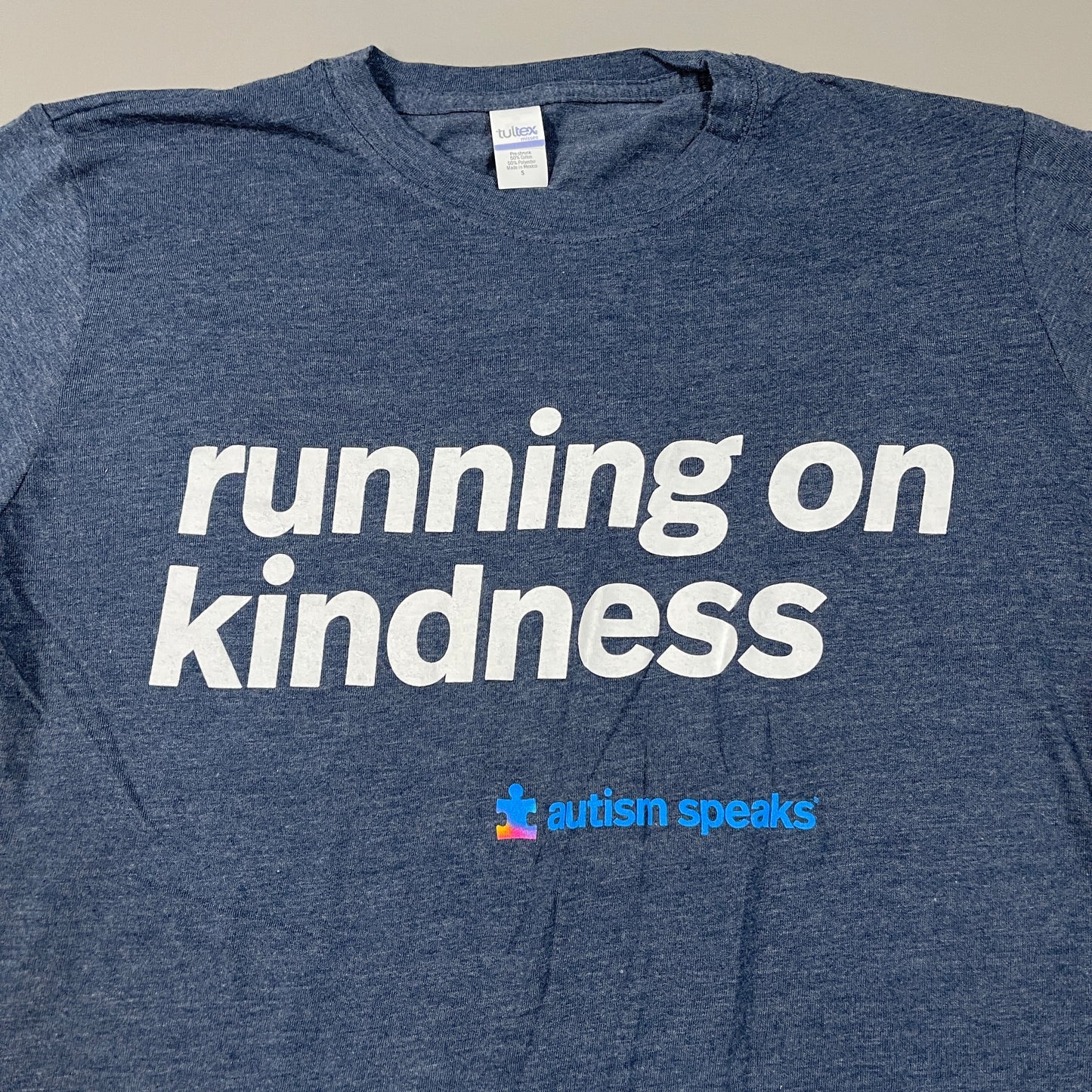 AUTISM SPEAKS Running on Kindness Fundraiser Shirt Women's Sz S Blue (New)