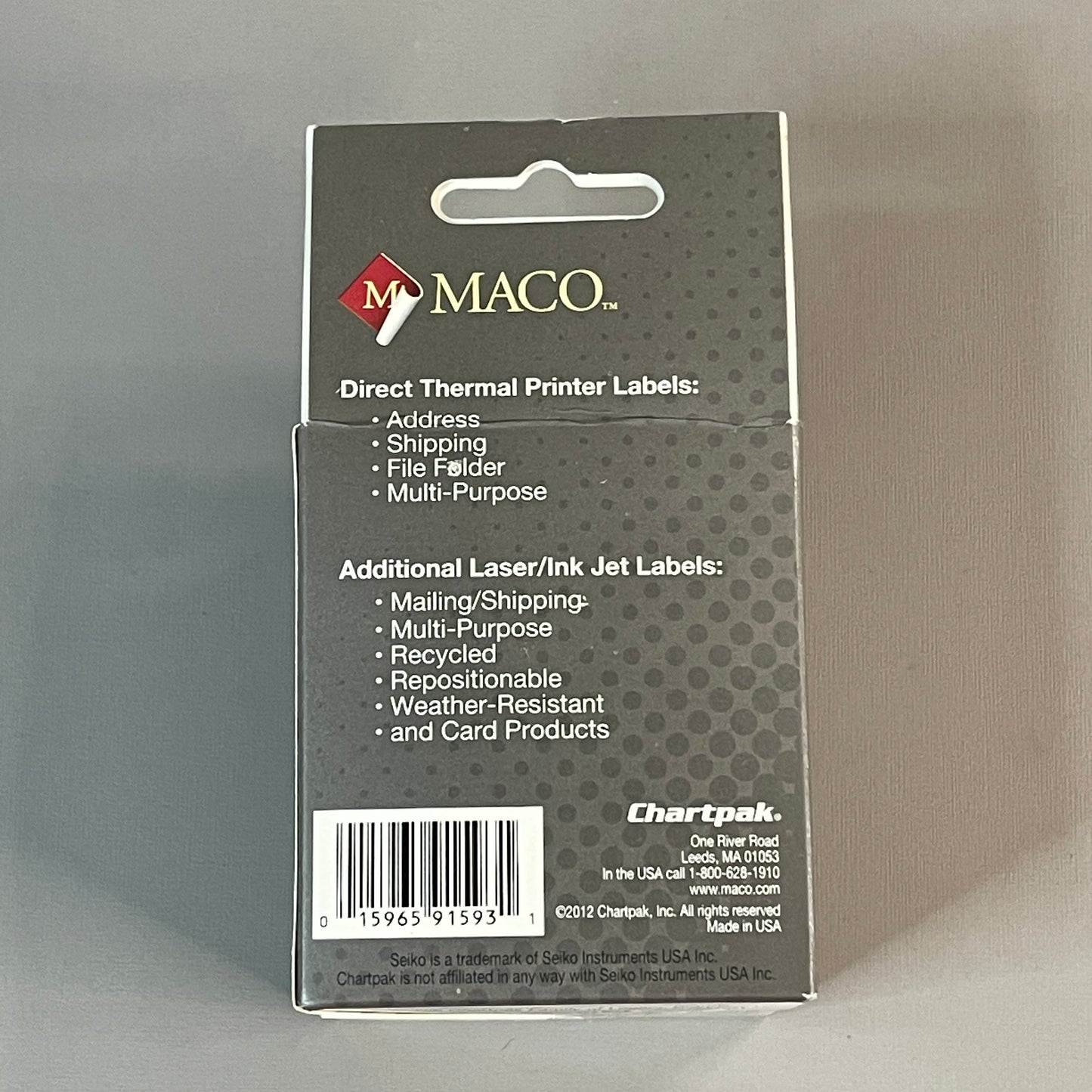 MACO Direct Thermal Printer Labels 1-1/8” x 2" 2 Rolls (440 Total Labels) White M86203