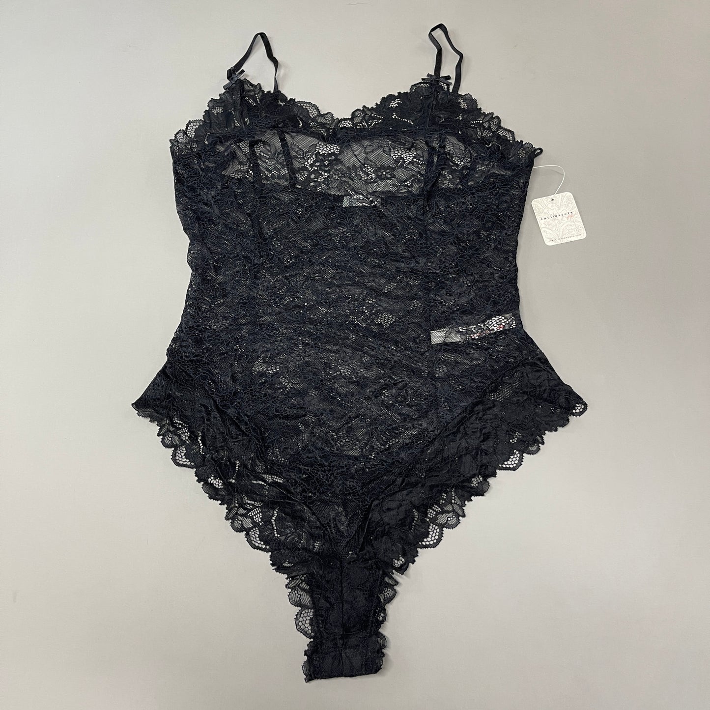 FREE PEOPLE Sheer One Touch Bodysuit Leotard Women's Sz M Black Lace OB1457989 (New)