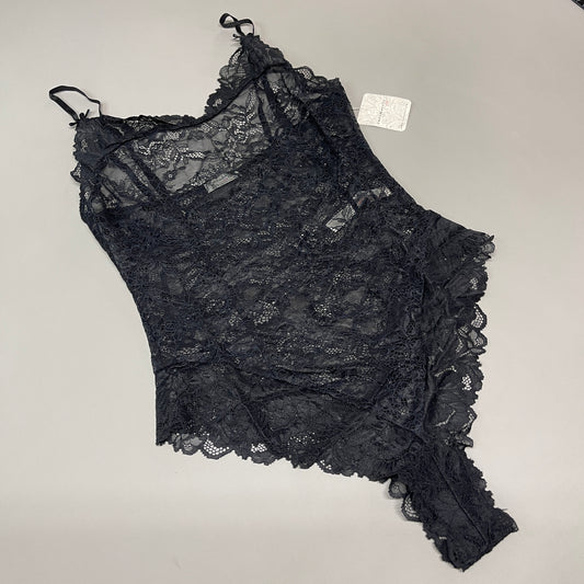 FREE PEOPLE Sheer One Touch Bodysuit Leotard Women's Sz S Black Lace OB1457989 (New)