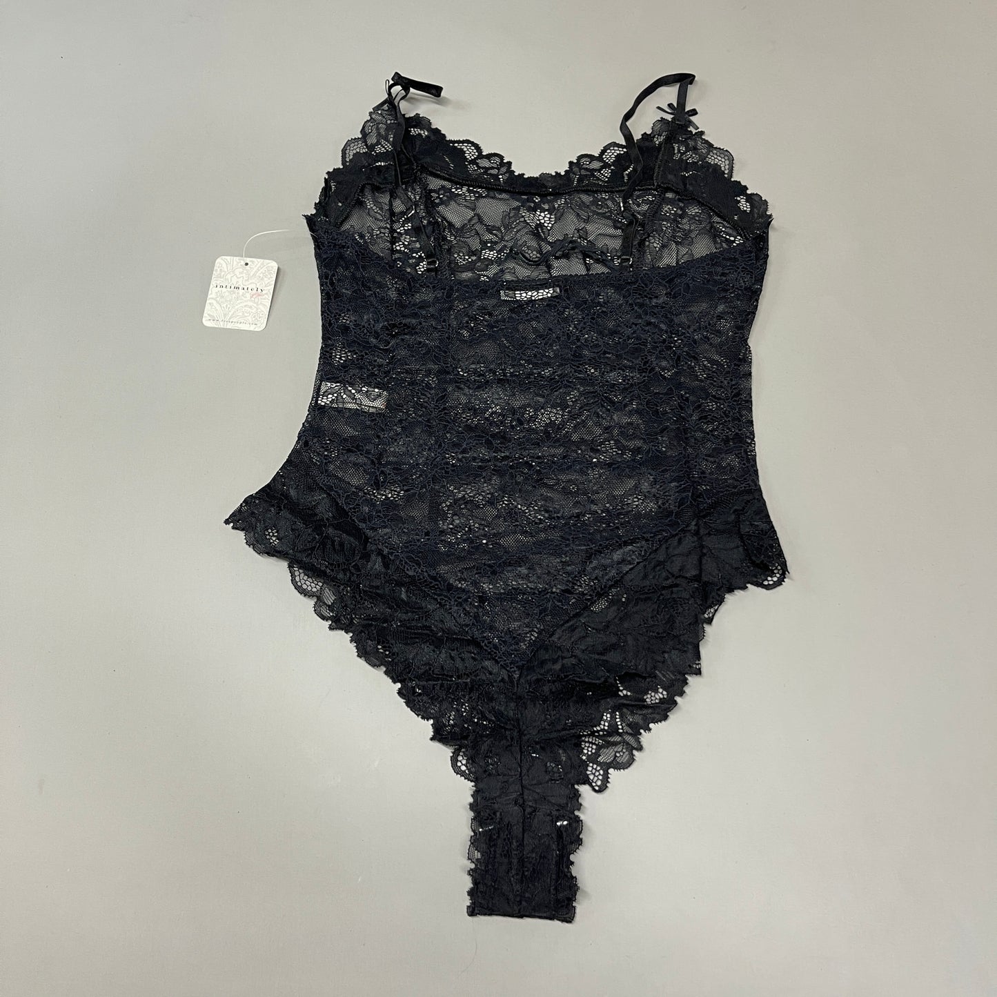 FREE PEOPLE Sheer One Touch Bodysuit Leotard Women's Sz XS Black Lace OB1457989 (New)