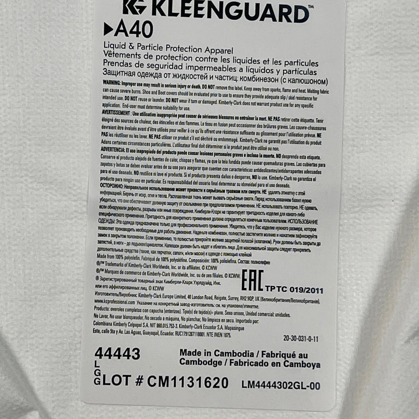 KLEENGUARD 30ct A40 White Lab Coats Sz L Liquid Particle Protection 44443 (New)