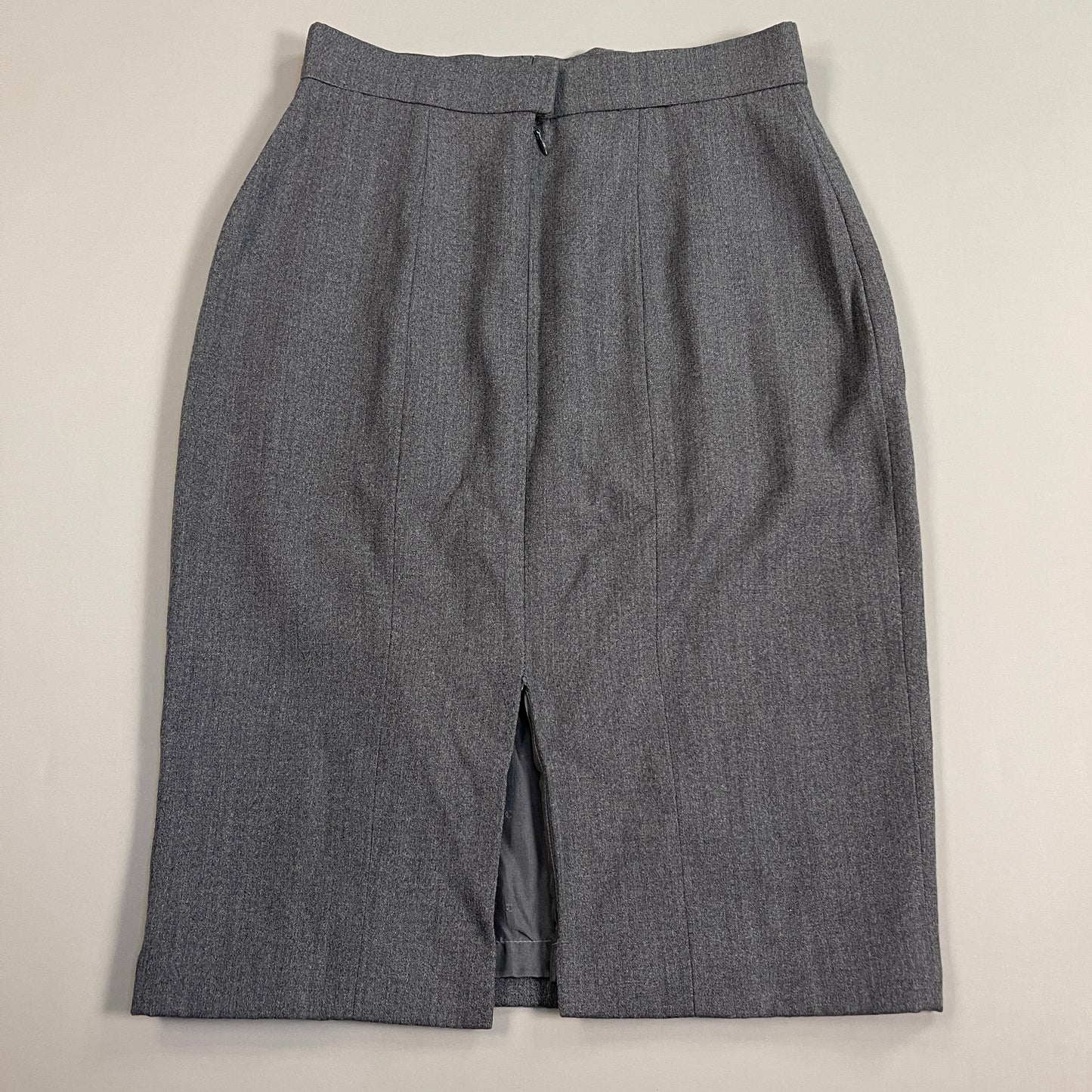 CHANEL Vintage Wool Pencil Skirt Women's Sz 36 Grey 20443 (Pre-Owned)