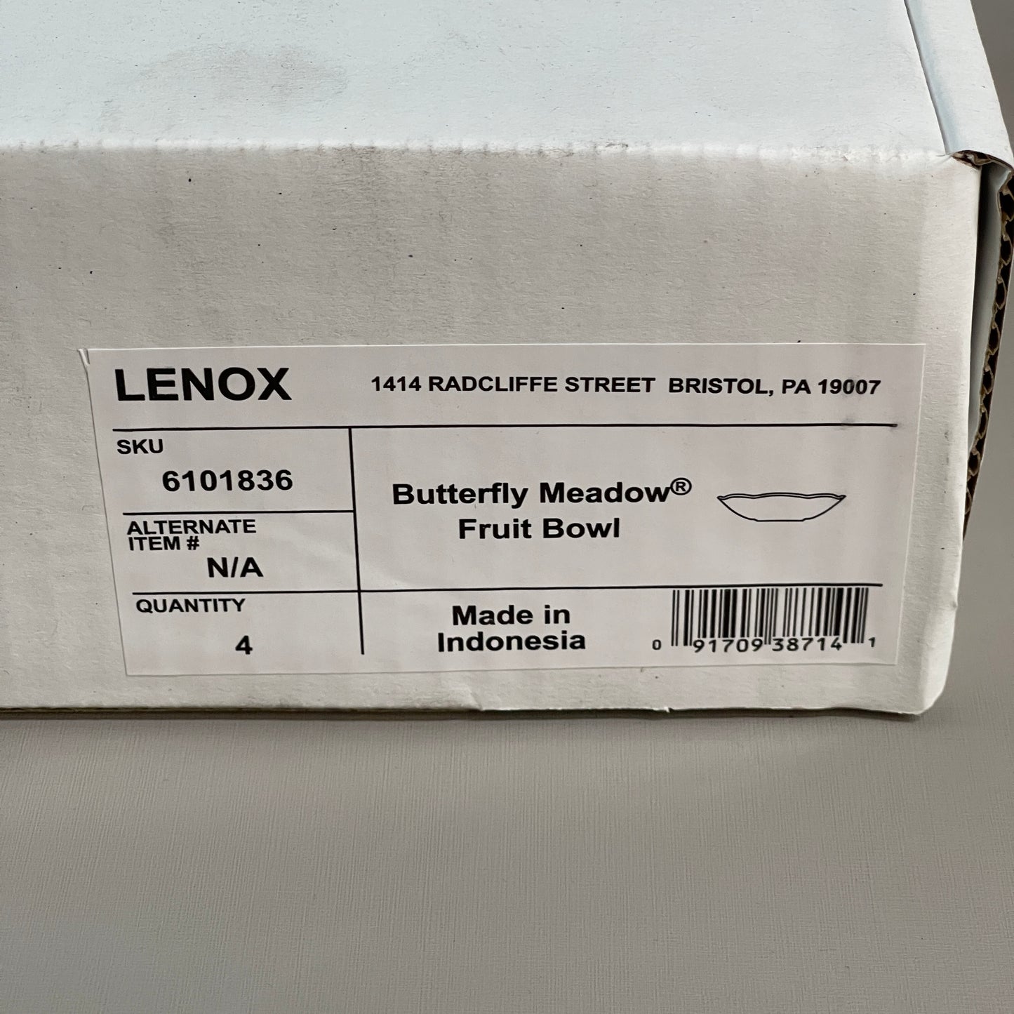 LENOX "Butterfly Meadow" Fruit/Dessert Bowl 4-Pack 6.75" 6101836 (new)
