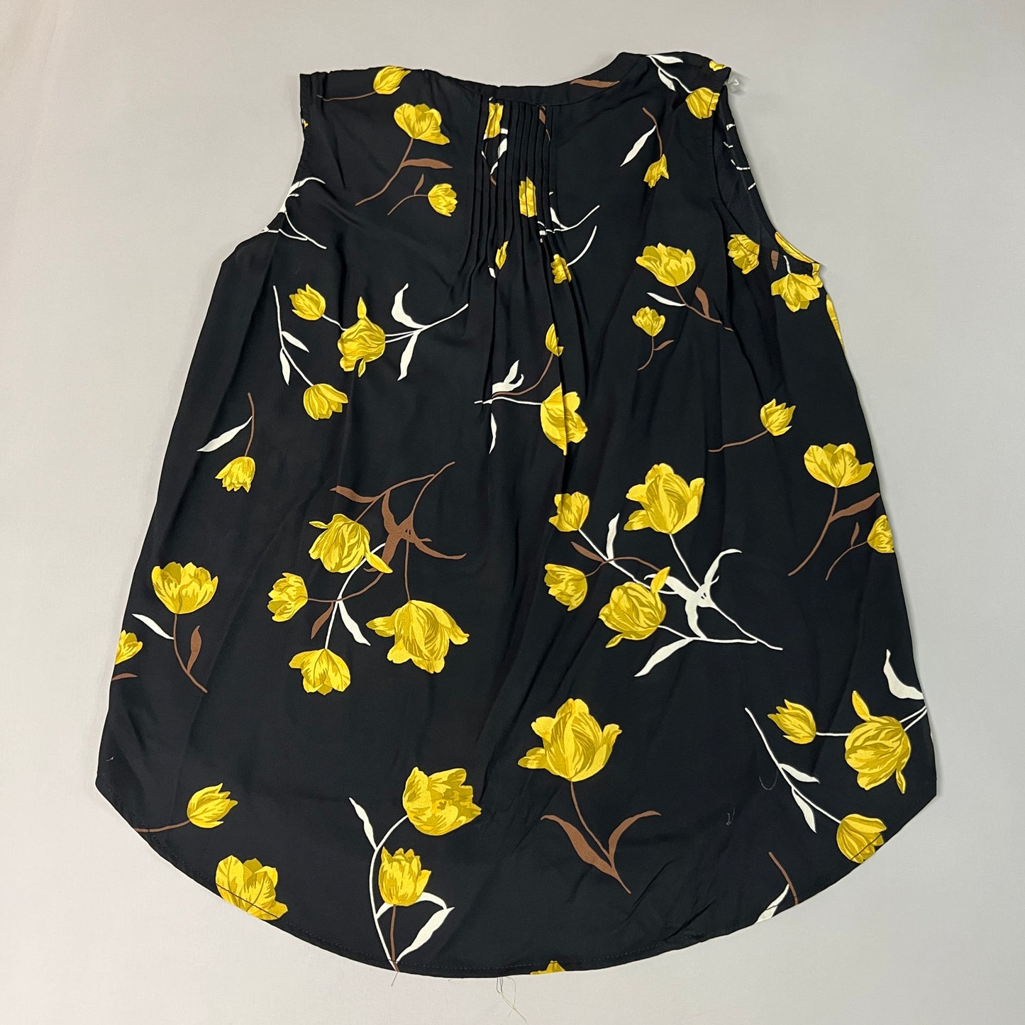 CHELSEA & THEODORE Sleeveless Blouse Women's Size M Black/Yellow Tulip 2165072 (NEW)